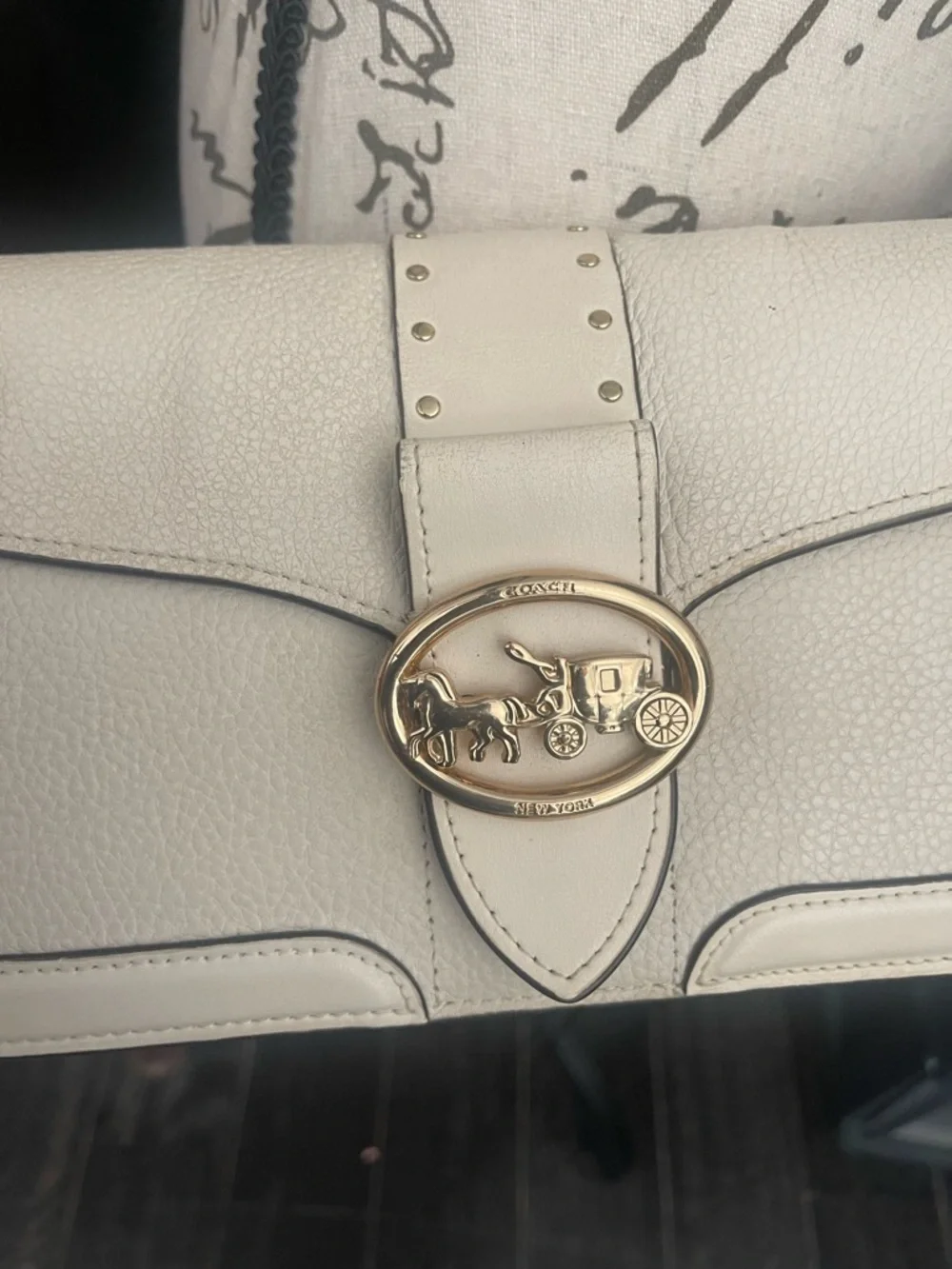 Coach Georgie Cream Pebbled Leather Crossbody with Gold Hardware - Picture 4 of 8